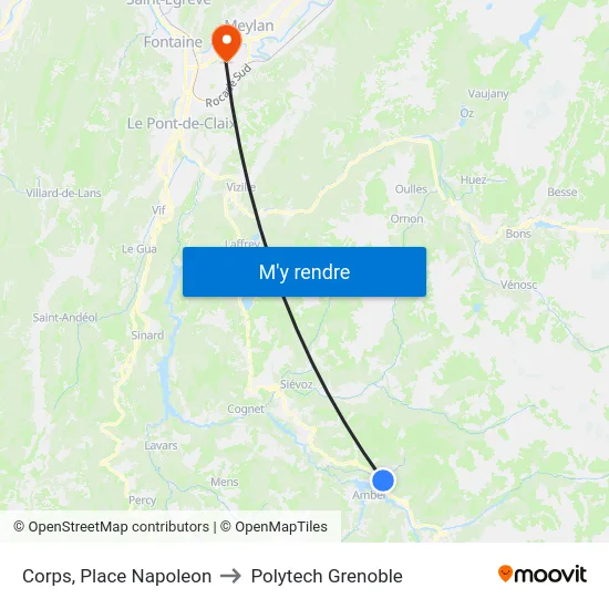 Corps, Place Napoleon to Polytech Grenoble map