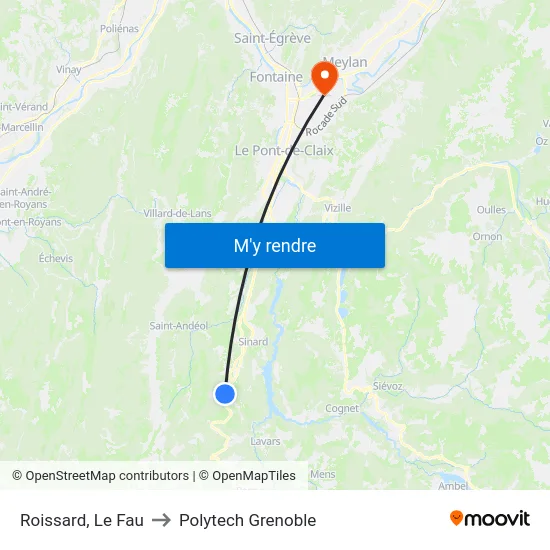 Roissard, Le Fau to Polytech Grenoble map