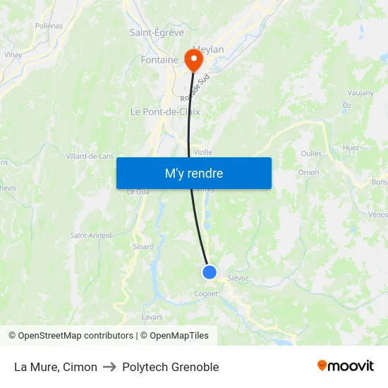 La Mure, Cimon to Polytech Grenoble map