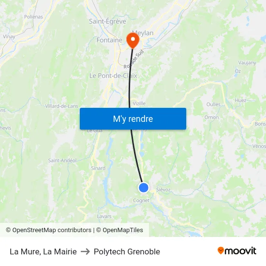 La Mure, La Mairie to Polytech Grenoble map