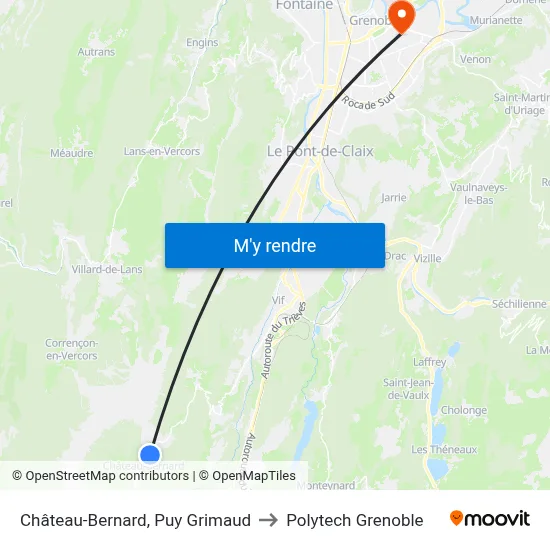 Château-Bernard, Puy Grimaud to Polytech Grenoble map