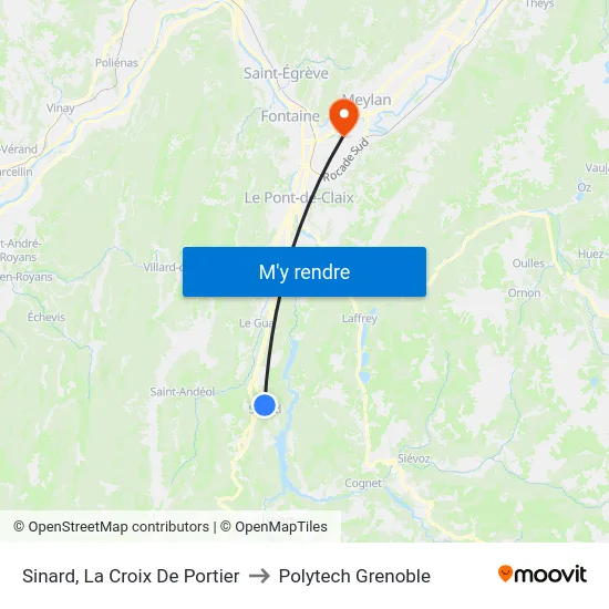 Sinard, La Croix De Portier to Polytech Grenoble map