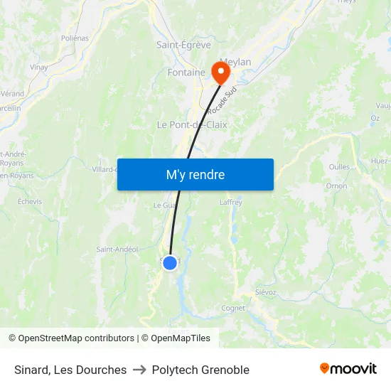 Sinard, Les Dourches to Polytech Grenoble map