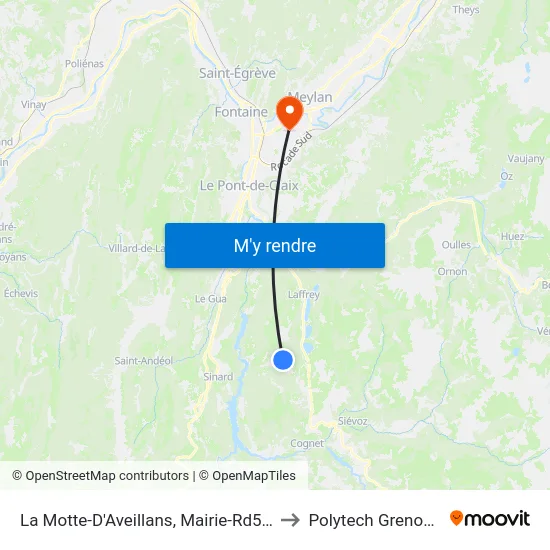 La Motte-D'Aveillans, Mairie-Rd529 to Polytech Grenoble map