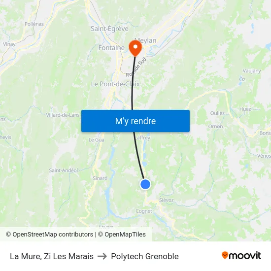 La Mure, Zi Les Marais to Polytech Grenoble map