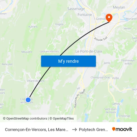 Corrençon-En-Vercors, Les Marechaux to Polytech Grenoble map