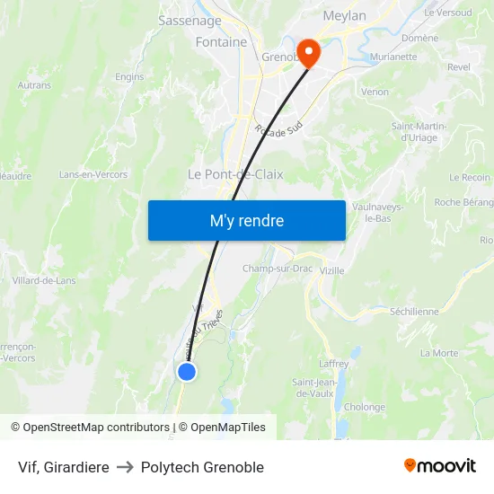 Vif, Girardiere to Polytech Grenoble map