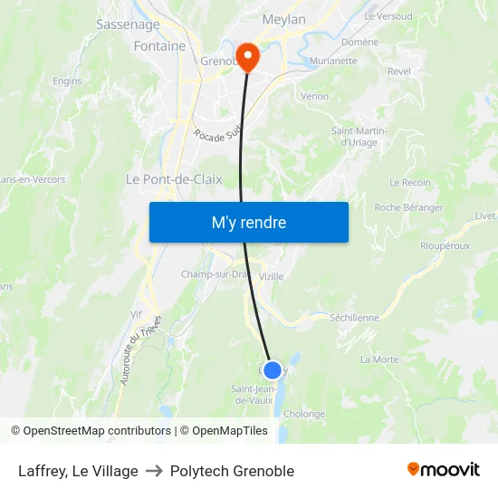 Laffrey, Le Village to Polytech Grenoble map