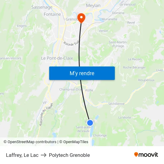 Laffrey, Le Lac to Polytech Grenoble map
