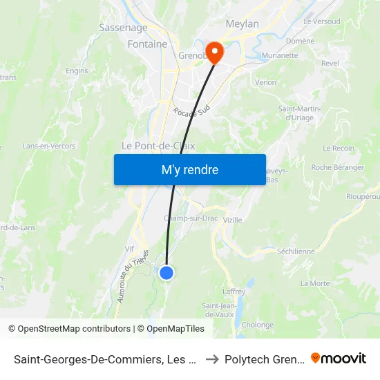 Saint-Georges-De-Commiers, Les Guiberts to Polytech Grenoble map