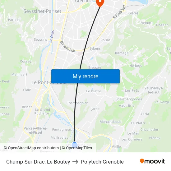 Champ-Sur-Drac, Le Boutey to Polytech Grenoble map