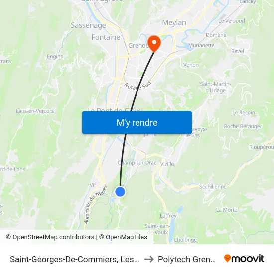 Saint-Georges-De-Commiers, Les Isles to Polytech Grenoble map