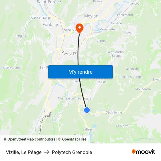 Vizille, Le Péage to Polytech Grenoble map