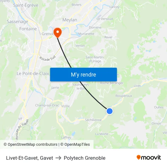 Livet-Et-Gavet, Gavet to Polytech Grenoble map
