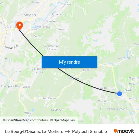 Le Bourg-D'Oisans, La Morliere to Polytech Grenoble map