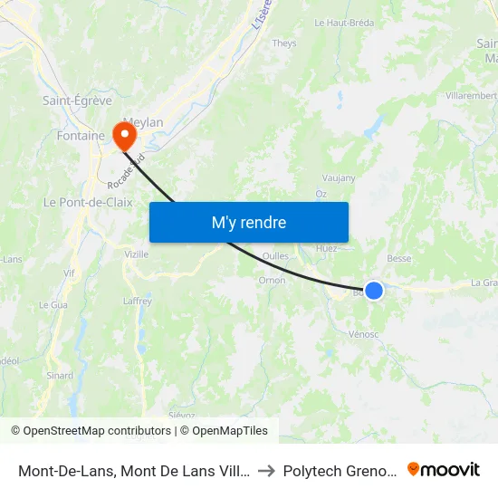 Mont-De-Lans, Mont De Lans Village to Polytech Grenoble map