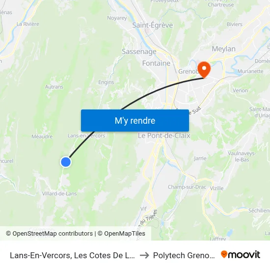 Lans-En-Vercors, Les Cotes De Lans to Polytech Grenoble map