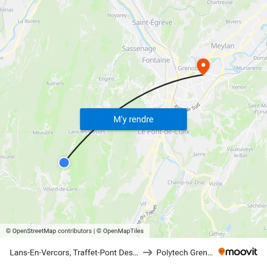 Lans-En-Vercors, Traffet-Pont Des Aniers to Polytech Grenoble map