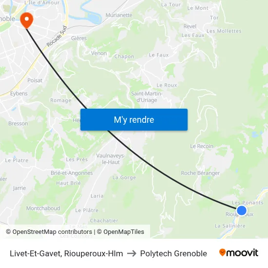 Livet-Et-Gavet, Riouperoux-Hlm to Polytech Grenoble map