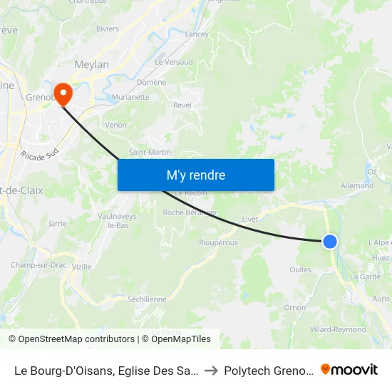 Le Bourg-D'Oisans, Eglise Des Sables to Polytech Grenoble map