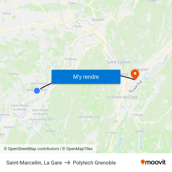 Saint-Marcellin, La Gare to Polytech Grenoble map