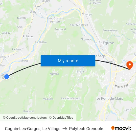 Cognin-Les-Gorges, Le Village to Polytech Grenoble map
