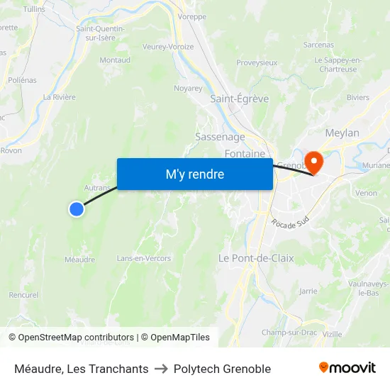 Méaudre, Les Tranchants to Polytech Grenoble map