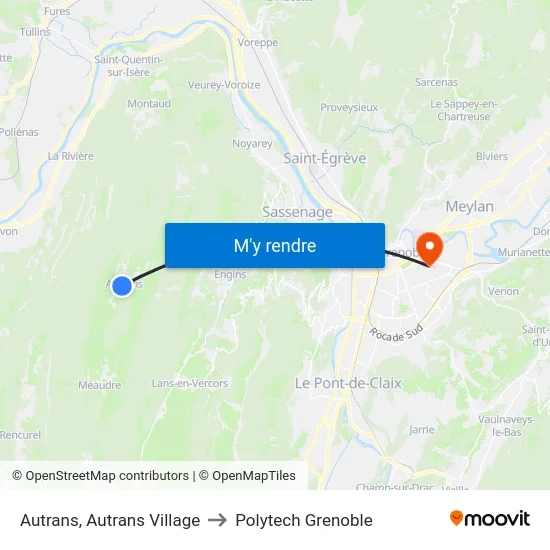 Autrans, Autrans Village to Polytech Grenoble map