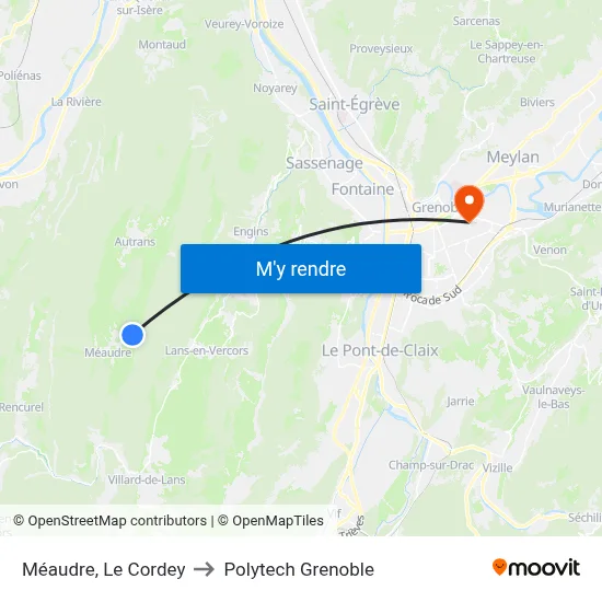 Méaudre, Le Cordey to Polytech Grenoble map
