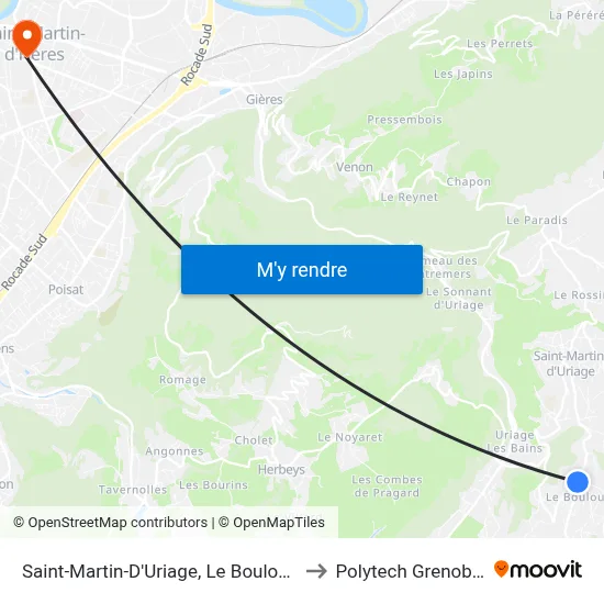 Saint-Martin-D'Uriage, Le Bouloud to Polytech Grenoble map