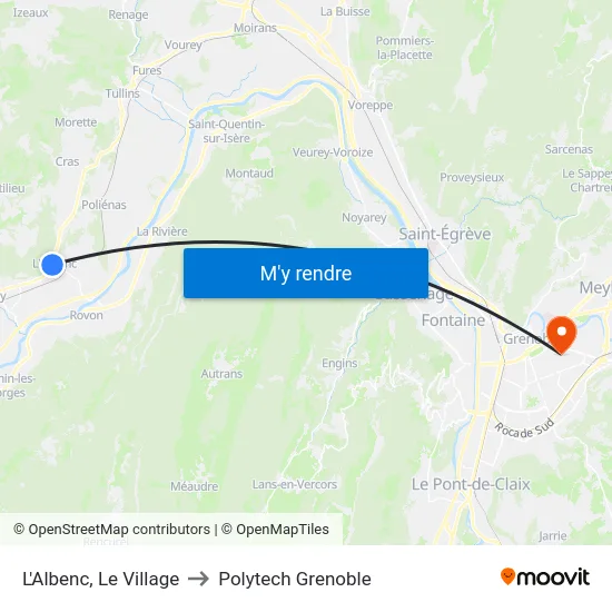 L'Albenc, Le Village to Polytech Grenoble map