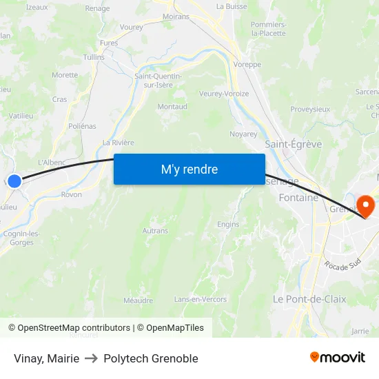 Vinay, Mairie to Polytech Grenoble map