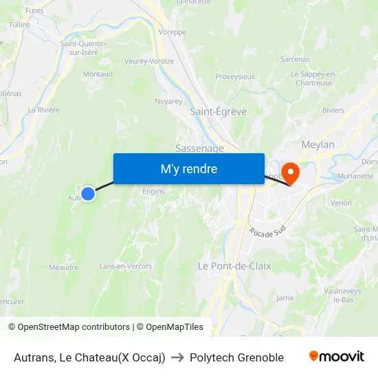 Autrans, Le Chateau(X Occaj) to Polytech Grenoble map