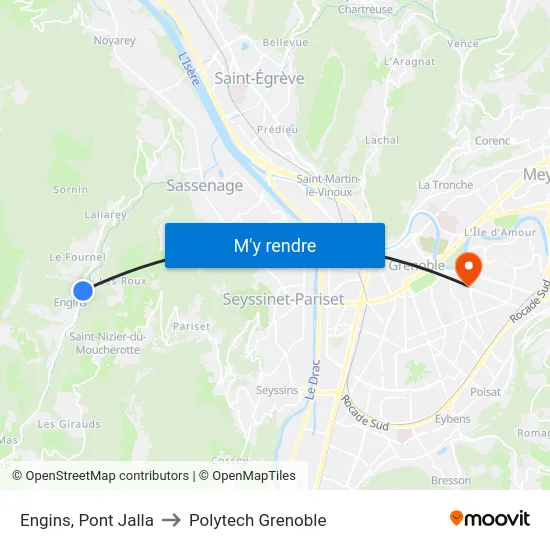 Engins, Pont Jalla to Polytech Grenoble map