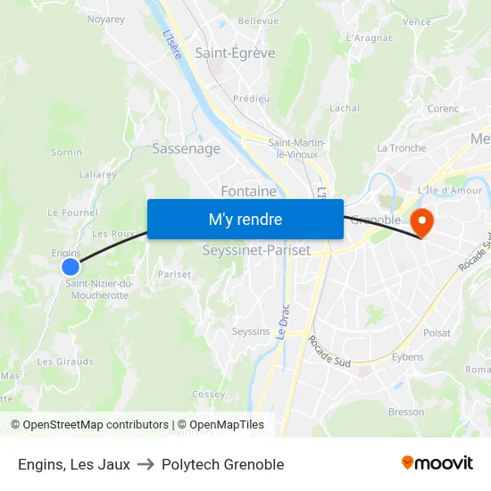 Engins, Les Jaux to Polytech Grenoble map