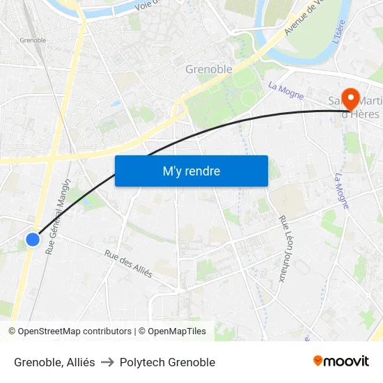 Grenoble, Alliés to Polytech Grenoble map
