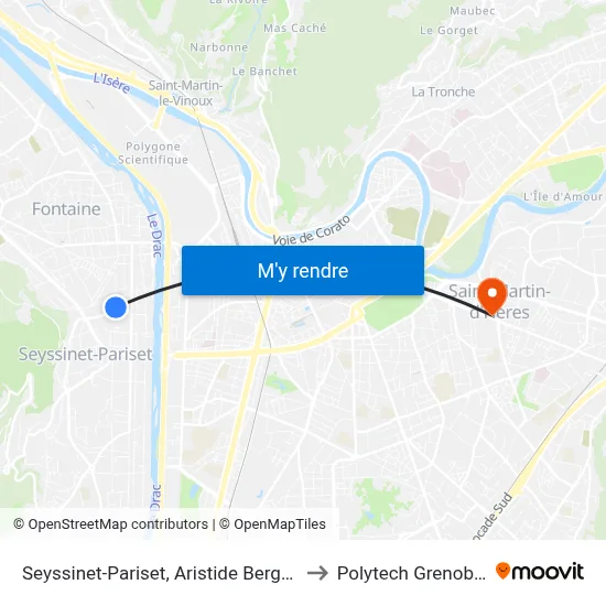 Seyssinet-Pariset, Aristide Bergès to Polytech Grenoble map