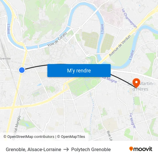 Grenoble, Alsace-Lorraine to Polytech Grenoble map