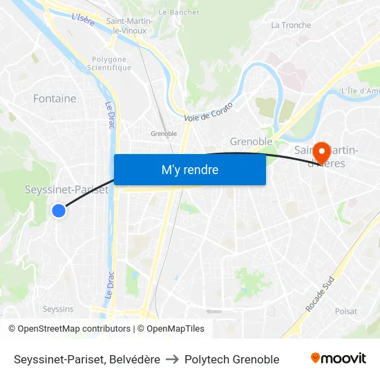 Seyssinet-Pariset, Belvédère to Polytech Grenoble map