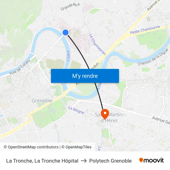 La Tronche, La Tronche Hôpital to Polytech Grenoble map