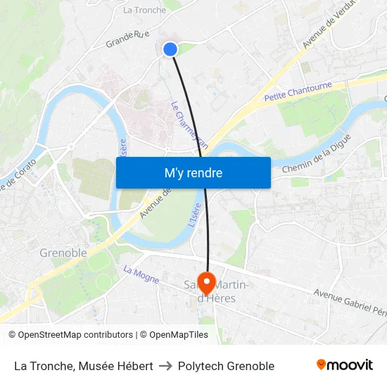La Tronche, Musée Hébert to Polytech Grenoble map
