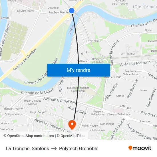 La Tronche, Sablons to Polytech Grenoble map