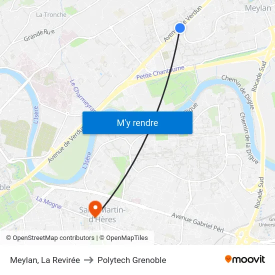 Meylan, La Revirée to Polytech Grenoble map