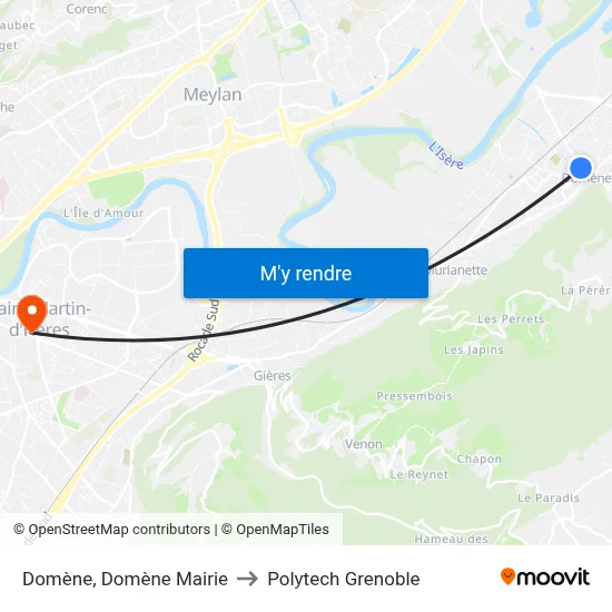 Domène, Domène Mairie to Polytech Grenoble map