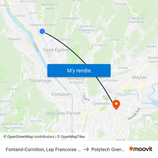 Fontanil-Cornillon, Lep Francoise Dolto to Polytech Grenoble map