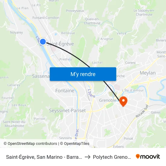 Saint-Égrève, San Marino - Barrage to Polytech Grenoble map