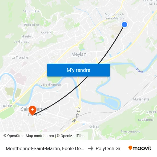 Montbonnot-Saint-Martin, Ecole Des Chavannes to Polytech Grenoble map