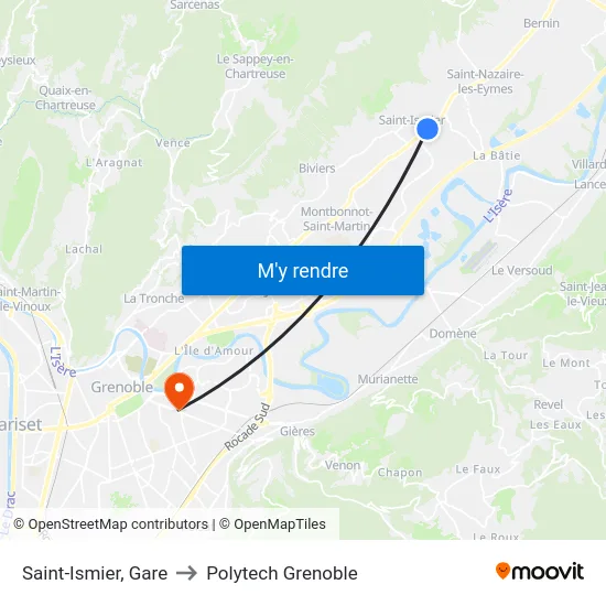 Saint-Ismier, Gare to Polytech Grenoble map