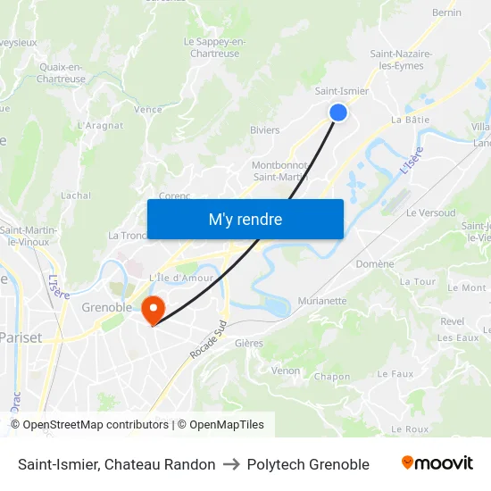 Saint-Ismier, Chateau Randon to Polytech Grenoble map