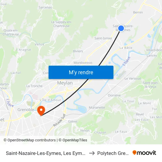 Saint-Nazaire-Les-Eymes, Les Eymes Rd1090 to Polytech Grenoble map